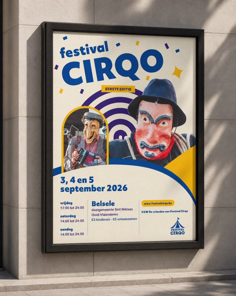 Mockup van mijn definitief affiche voor cirqo