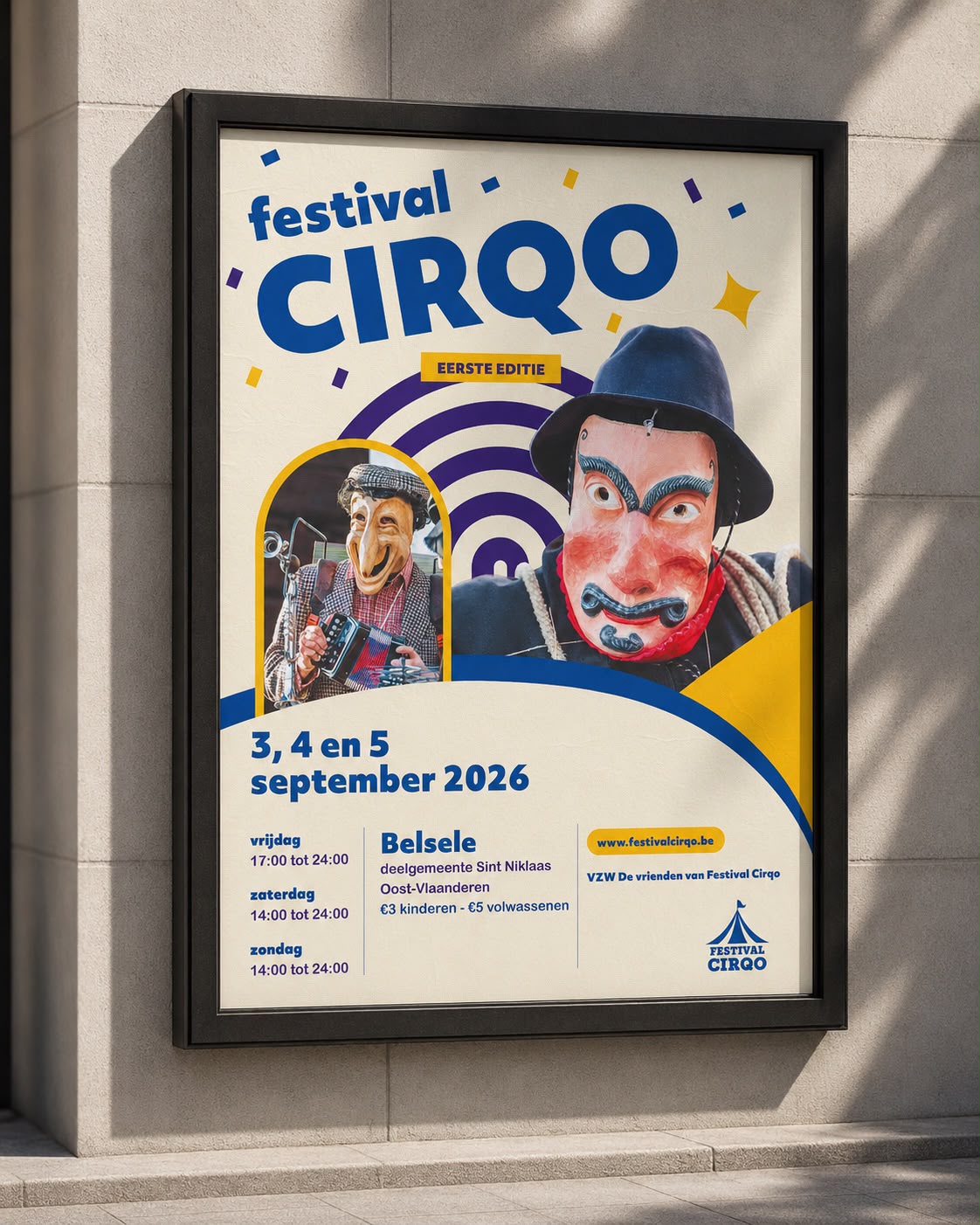 Mockup van mijn definitief affiche voor cirqo